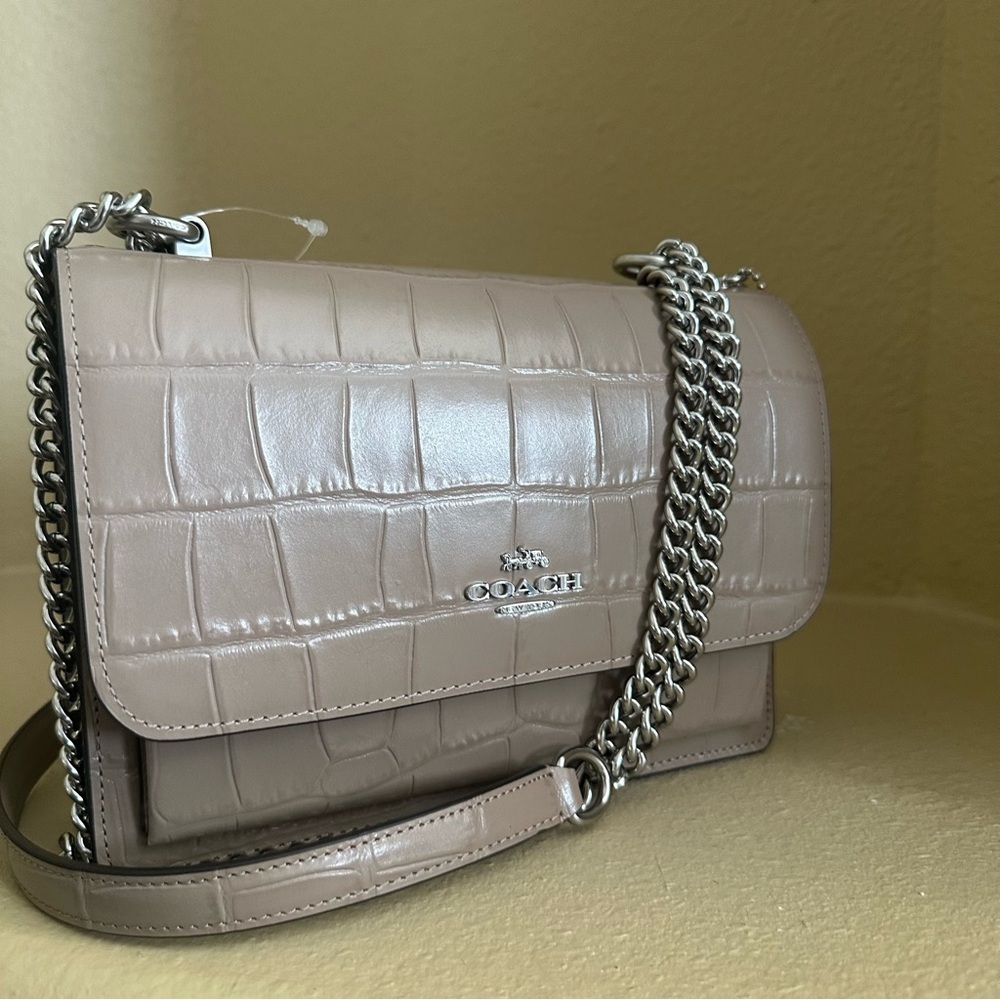 Coach Klare Beige Croc-Embossed Crossbody shoulder Bag - Picture 13 of 15